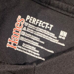 Hanes Perfect-T Mens Medium Black V-Neck Short Sleeve 100% Cotton T-Shirt